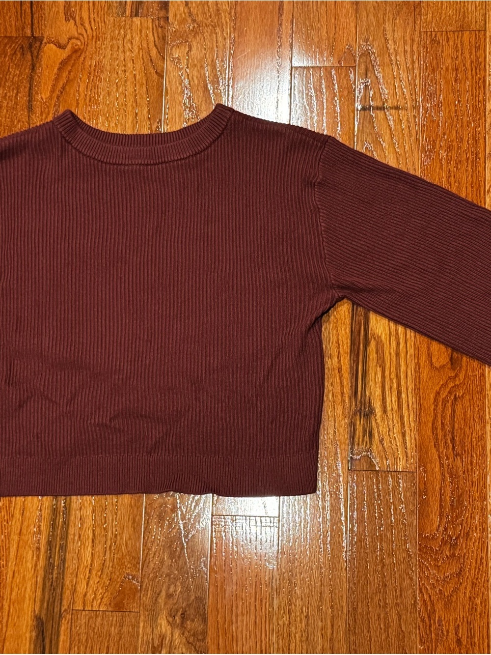 Lululemon Reversible Crossover Ribbed Sweater Smoky Red Size 8 Cashmere Blend - Picture 2 of 4